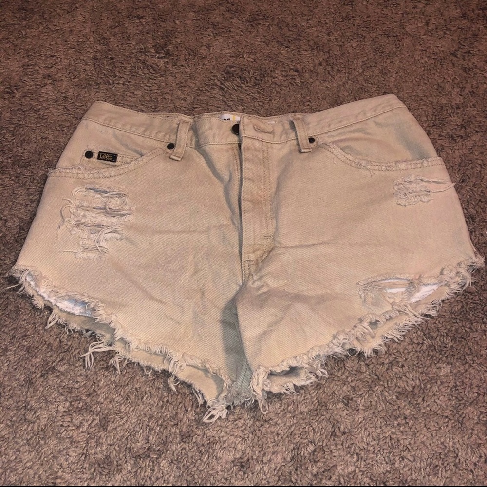 Lee High waisted Distressed khaki Shorts